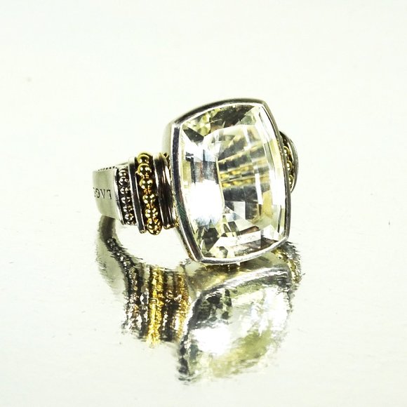 Sterling Silver 18K Yellow Gold White Topaz Ring Size 7 - Picture 2 of 11
